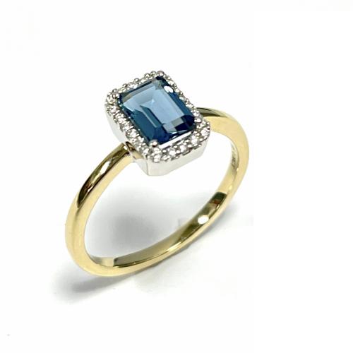 Eclat Ring,  14krt.bicolour goud met Topaas en0,09ct. diamant (maat 17,5) - 20941
