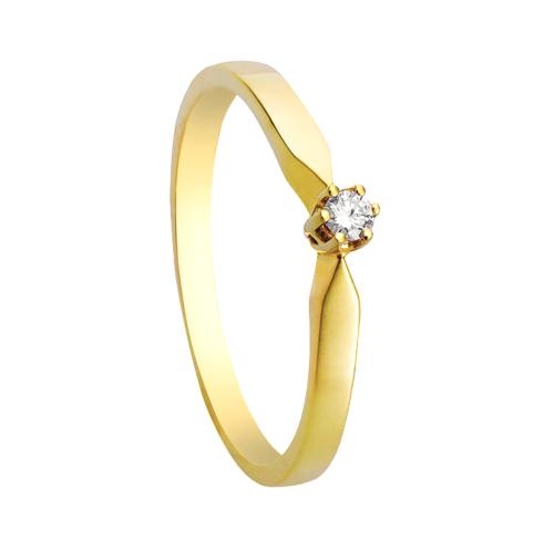 Eclat Solitairring, 14krt.goud met diamant: 0,03ct. (maat 16,5) - 20942
