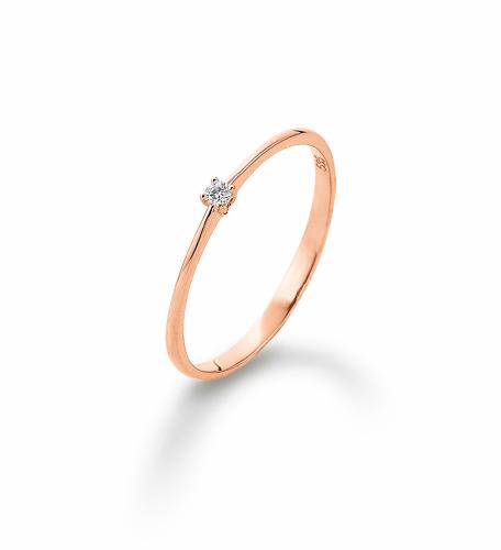 HC Ring, 14krt.rosé-goud met diamant 0,03ct. (maat 54) - 21008