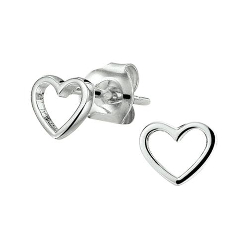 Oorknoppen, zilver gerhodineerd hart - 21051