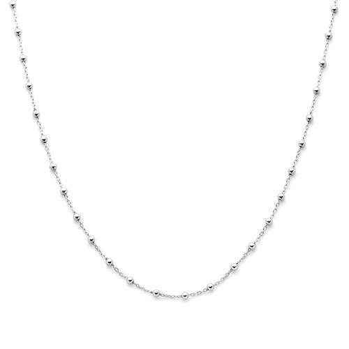 Collier, zilver gerhodineerd bolletjes (lengte: 40-44cm.) - 21055