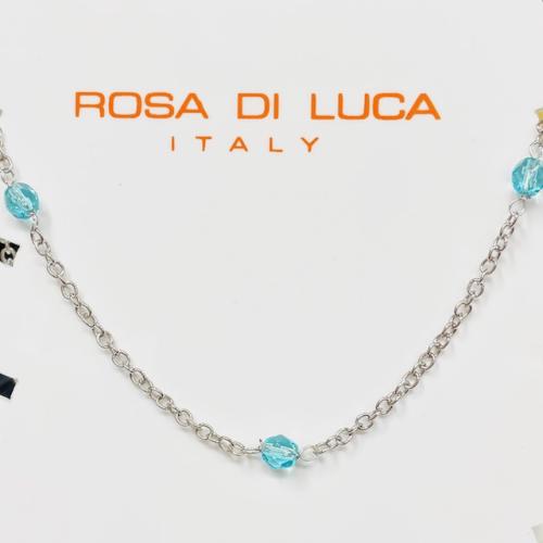 Rosa di Luca Enkelbandje, zilver gerhodineerd blauw balletjes (lengte: 23-26cm) - 21076