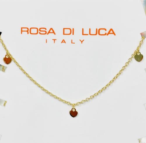 Rosa di Luca Enkelbandje, zilver verguld met hartjes (23 tot 26cm) - 21082