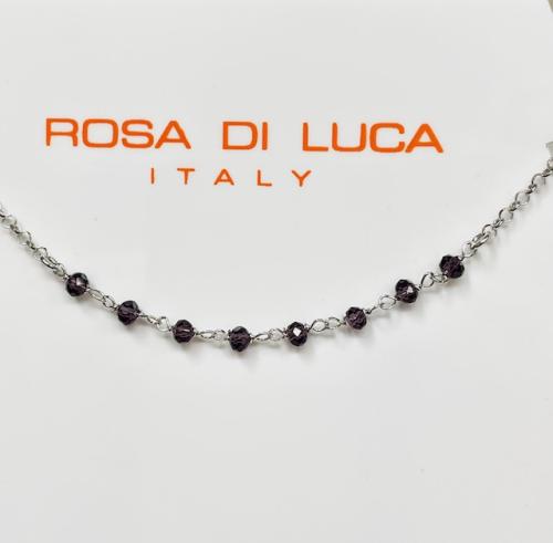 Rosa di Luca Enkelbandje, zilver met paarse steentjes (23 tot 26cm) - 21083