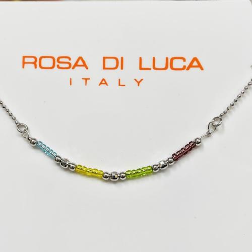 Rosa di Luca Enkelbandje, zilver met kleur steentjes (23 tot 26cm) - 21085