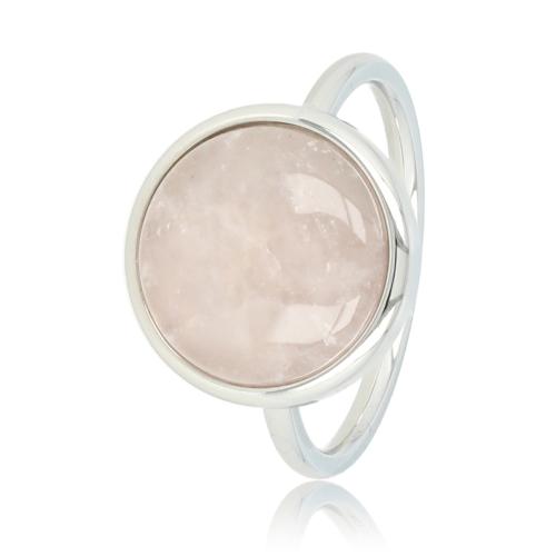 My Bendel Ring, edelstaal. Met Rozenkwarts Edelsteen (maat 16). - 21157