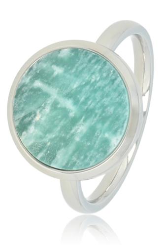 My Bendel Ring, edelstaal. Met Amazoniet Edelsteen (maat 18). - 21162