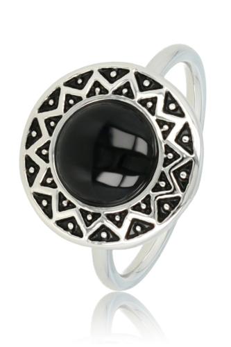 My Bendel Ring, edelstaal. Vintage ring met Onyx (maat 18). - 21165