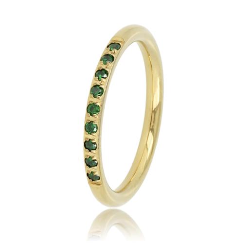 My Bendel Ring, staal verguld. Met zirkonia, Groen  (maat 16). - 21220