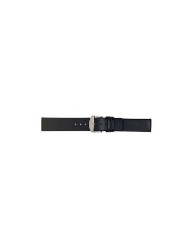 Plain soft calf leather watch strap PARALLEL (so not descending) with stainless steel buckle and soft nubuck lining. - 21241