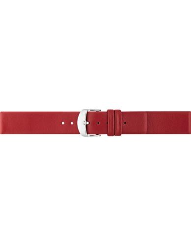 Plain soft calf leather watch strap PARALLEL (so not descending) with stainless steel buckle and soft nubuck lining. - 21244