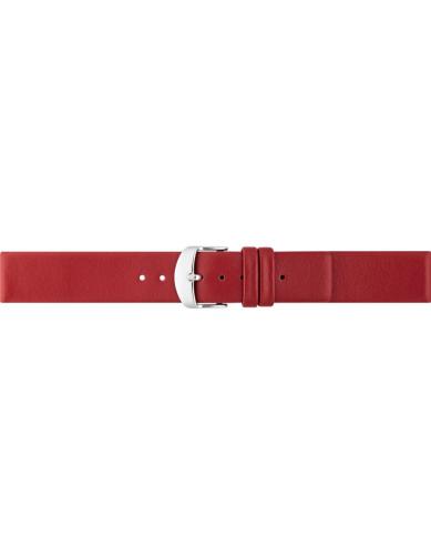 Plain soft calf leather watch strap PARALLEL (so not descending) with stainless steel buckle and soft nubuck lining. - 21244