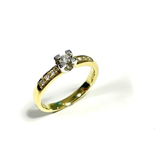 Eclat Ring, 14krt.goud met diamant 1x0,08 en 6x0,015ct (maat 18) - 21259