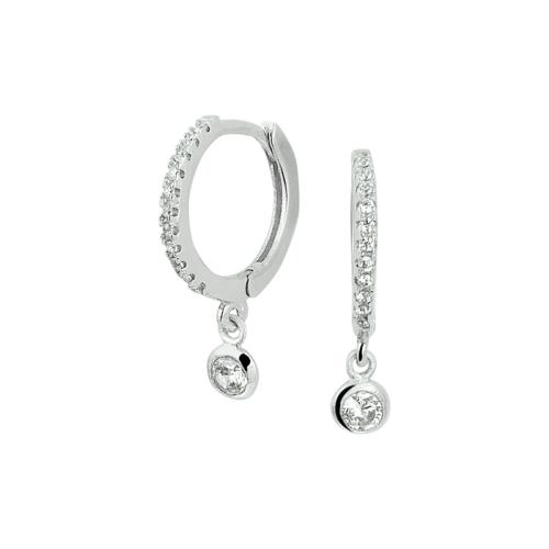 HC Oorringen, zilver gerhodineerd met zirkonia (11,5mm.) - 21274