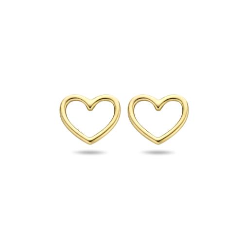 HC Oorknoppen, 14krt.goud hart (5x5,5mm.) - 21276