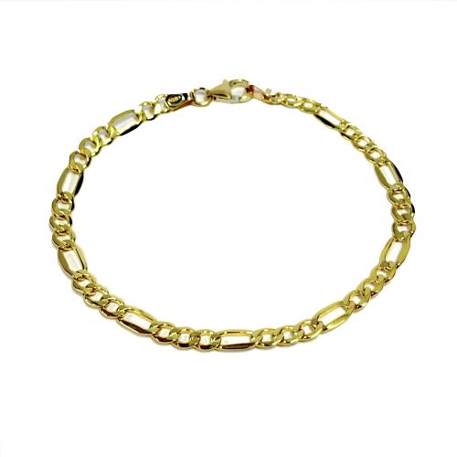 Fjory Armband, 14krt.goud met massief zilveren kern figaro 4mm. (lente:19cm.) - 21287