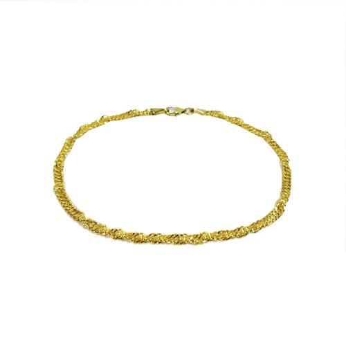 Fjory Armband, 14krt.goud met massief zilveren kern singapore 3mm. (lente:19cm.) - 21288