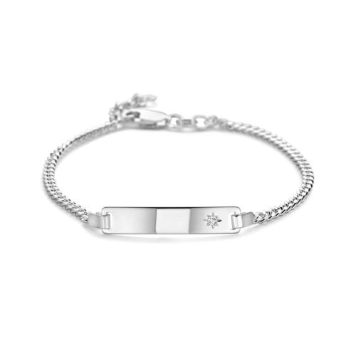 Graveerarmband, zilver met zirconia (lengte: 16-18cm.) - 21302
