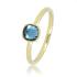 My Bendel Ring, edelstaal verguld met blauwe glassteen - 21324