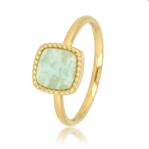My Bendel Ring, edelstaal verguld met Amazoniet model Zegelring - 21521
