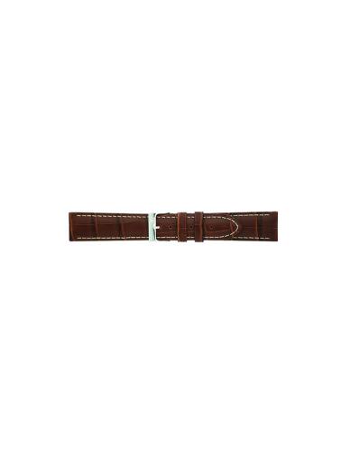 Alligator print calf leather watch strap, mat. With strong case and buckle connection, stitchinged loop and stainless steel buckle. This watch strap has soft leather lining and is super flexible. White stitching - 21581
