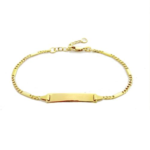 Graveerarmband, 14krt.goud afm. plaatje:5x2,5cm.(lengte: 16-18cm.) - 21701