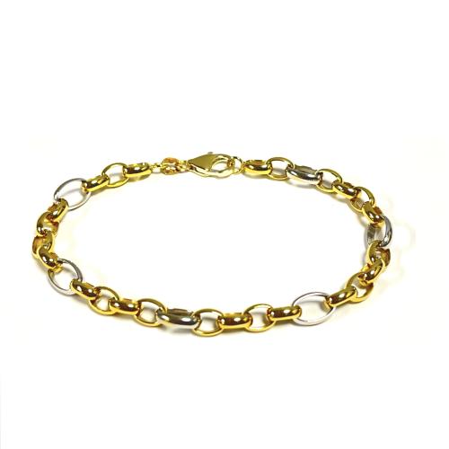 Fjory Armband, 14krt.bicolour goud met massief zilveren kern anker fantasie 6mm. (lente:19cm.) - 21707