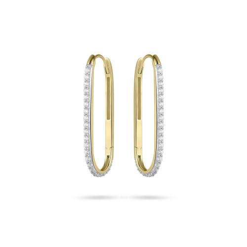 Oorringen, 14krt.goud met zirconia (ovaal 25x10mm.) - 21780