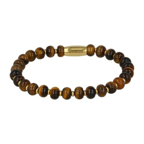 My Bendel Armband, Elastische Kralenarmband met Tijgeroog Edelsteen (Small). - 21885