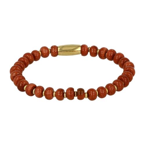 My Bendel Armband, Elastische Kralenarmband met Gold Sand Stone Edelsteen (Small). - 21889