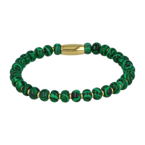 My Bendel Armband, Elastische Kralenarmband met Malachiet Edelsteen (Medium). - 21892