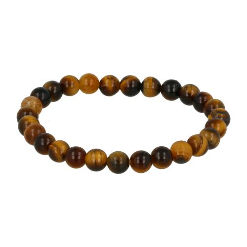 My Bendel Armband, Elastische armband met 6,5mm Tijgeroog kralen (19cm). - 21913