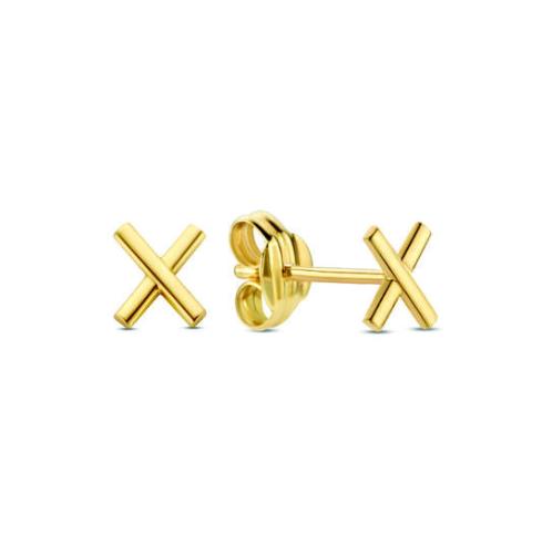 Jackie Oorknoppen, 14krt.goud Bisous de Bruxelles (5x4mm.) - 22003