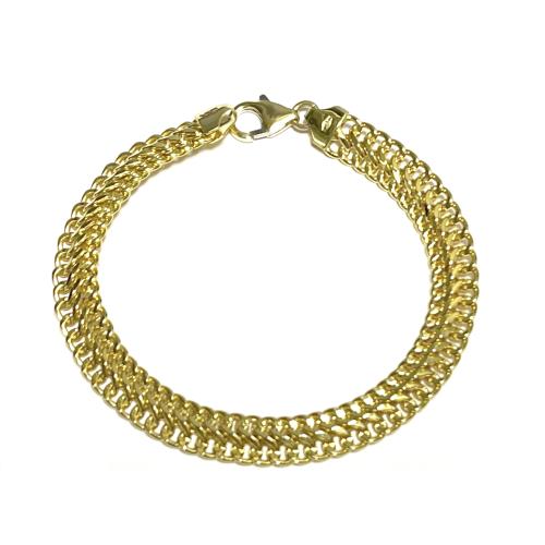 Fjory Armband, 14krt.goud met massief zilveren kern dubbel-gourmet 8mm. (lente:19cm.) - 22058