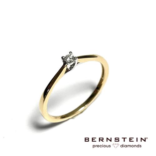 Bernstein Ring, 14krt.bicolour met 0,04ct.diamant ( maat 18) - 22132