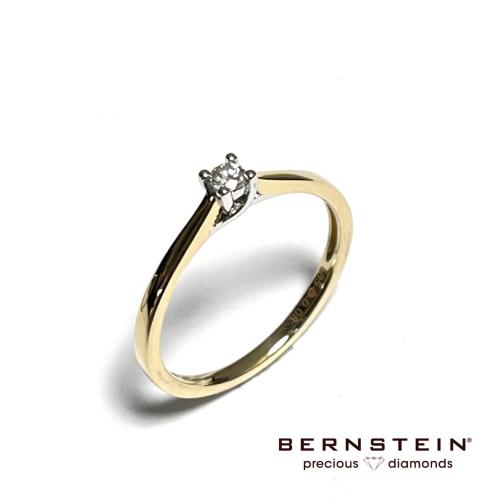 Bernstein Ring, 14krt.bicolour goud met 0,08ct.diamant ( maat 18) - 22133