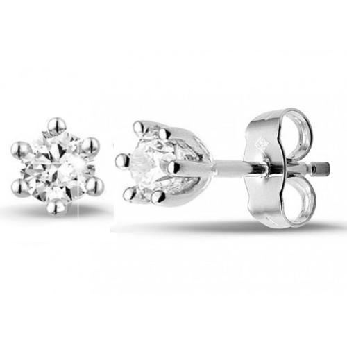 Eclat Solitair Oorknoppen, 14krt.witgoud met diamant totaal: 0.30ct. - 22167