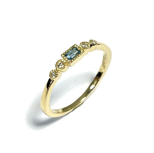 Eclat Ring, 14krt.goud met 0,04ct.diamant en London blue topaas (maat 17) - 22170