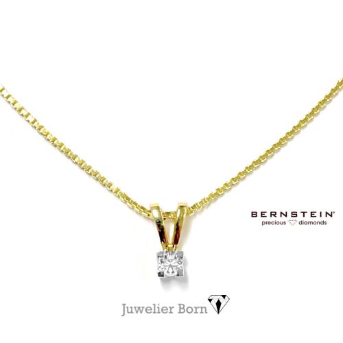 Bernstein Hanger, 14krt.bicolour goud met 0,08ct. diamant (excl.collier) - 22185