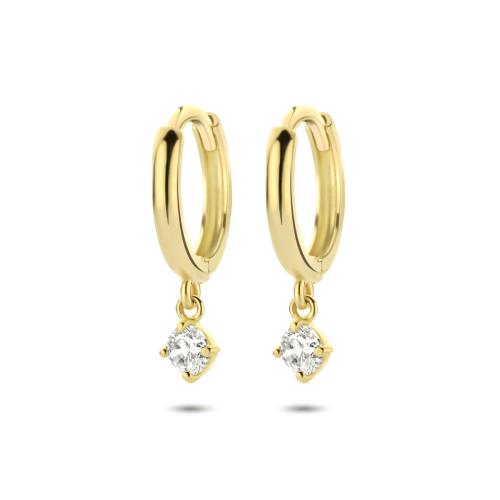 HC Oorringen, 14krt.goud met hangend zirconia (11x1,5mm.) - 22200