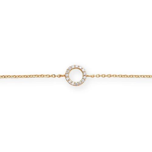 HC Armband, 14krt goud  met zirconia (lengte: 17-19cm.) - 22324