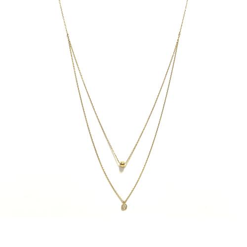 HC Collier, 14krt.goud tweedelig balletje/rondje zirconia (lengte: 41-44cm.) - 22328
