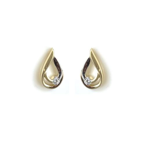 HC Oorknoppen, 14krt. bicolour goud met zirkonia - 22331
