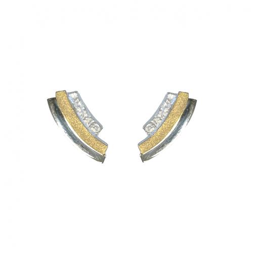 AUDAR Oorknoppen, model 1992S zilver met 18 krt.goud (lengte: 15mm.) - 22363