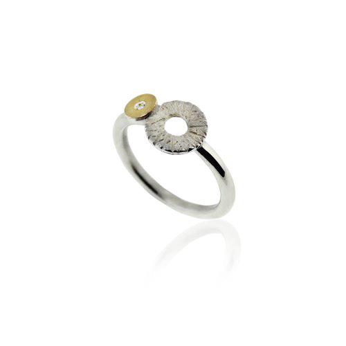 AUDAR Ring, model 1758D zilver/18 krt.goud met 0,01ct.diamant  (maat54) - 22367