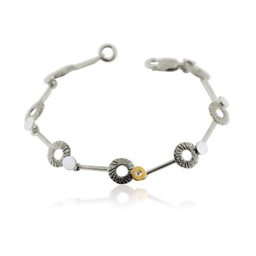 AUDAR Armband, model 1758D zilver/18 krt.goud met 0,01ct.diamant  (lengte:18cm.) - 22368