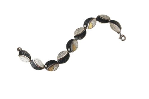 AUDAR Armband, model 1952 zilver met 18 krt goud en 0.03ct.diamant (lengte 18cm) - 22379