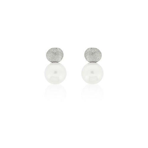 AUDAR Oorknoppen, model 2134 zilver met zoetwaterparel 11,5mm. (lengte:19mm.) - 22392