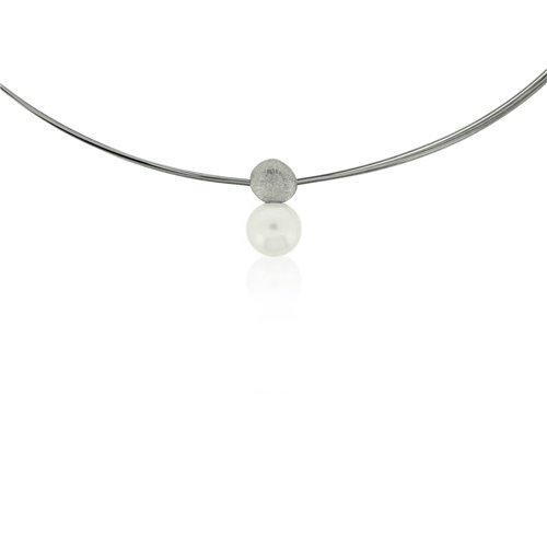 AUDAR Collier met hanger, model 2134 zilver met zoetwaterparel 11.5mm. (lengte 46cm.)) - 22393
