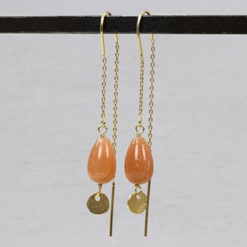 Jeh Jewels Oorhangers, model 21089 zilver met Gold Sunstone / oranje (lengte 5,5cm.) - 22429